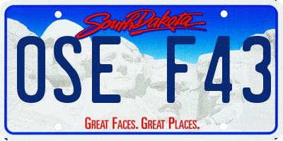 SD license plate 0SEF43