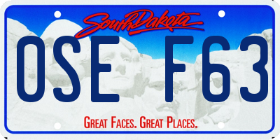 SD license plate 0SEF63