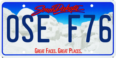 SD license plate 0SEF76