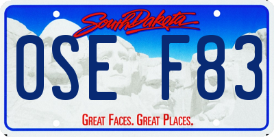 SD license plate 0SEF83