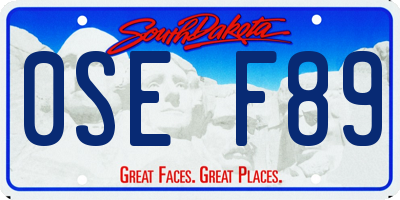SD license plate 0SEF89