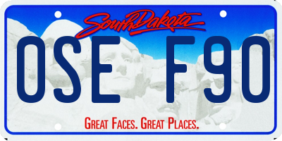 SD license plate 0SEF90