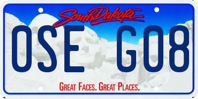 SD license plate 0SEG08