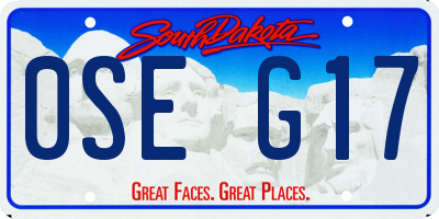 SD license plate 0SEG17
