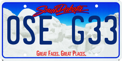 SD license plate 0SEG33