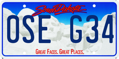 SD license plate 0SEG34