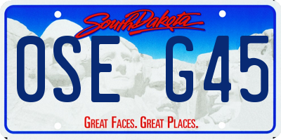 SD license plate 0SEG45