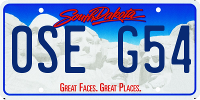 SD license plate 0SEG54