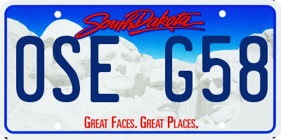SD license plate 0SEG58