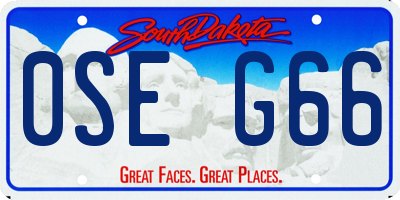 SD license plate 0SEG66