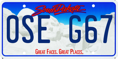 SD license plate 0SEG67