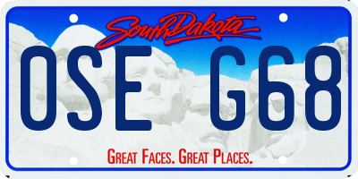 SD license plate 0SEG68