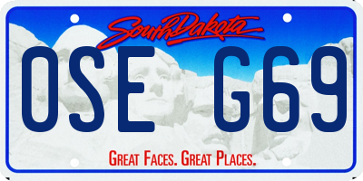 SD license plate 0SEG69
