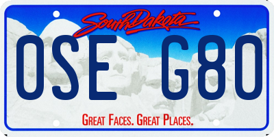 SD license plate 0SEG80