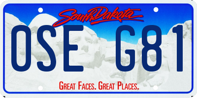 SD license plate 0SEG81