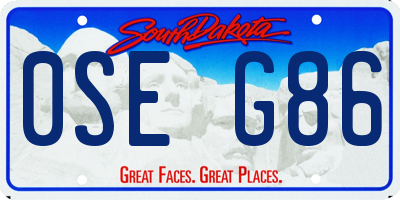 SD license plate 0SEG86