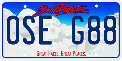 SD license plate 0SEG88