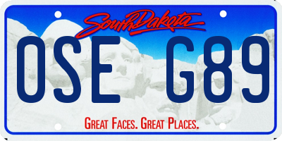 SD license plate 0SEG89