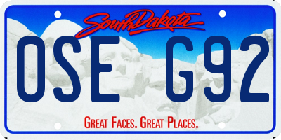 SD license plate 0SEG92