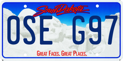 SD license plate 0SEG97