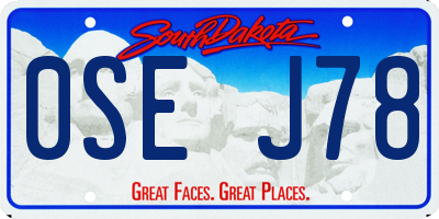 SD license plate 0SEJ78