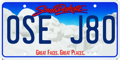 SD license plate 0SEJ80