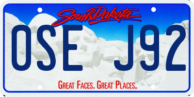 SD license plate 0SEJ92