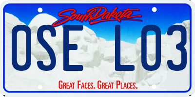 SD license plate 0SEL03