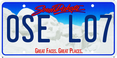 SD license plate 0SEL07