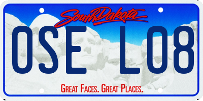 SD license plate 0SEL08