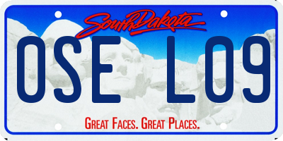 SD license plate 0SEL09