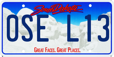SD license plate 0SEL13