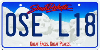 SD license plate 0SEL18