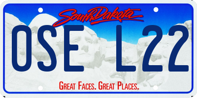 SD license plate 0SEL22