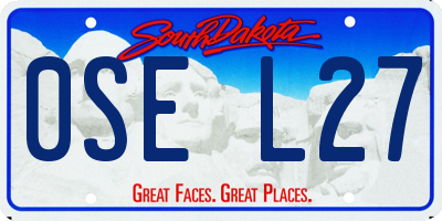 SD license plate 0SEL27