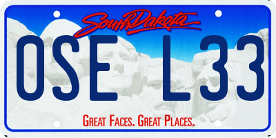 SD license plate 0SEL33