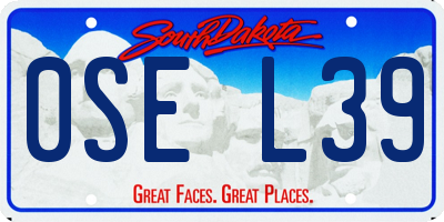 SD license plate 0SEL39