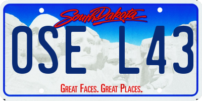 SD license plate 0SEL43