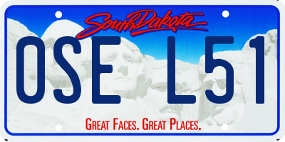 SD license plate 0SEL51