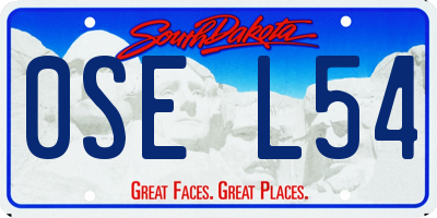 SD license plate 0SEL54