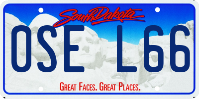 SD license plate 0SEL66