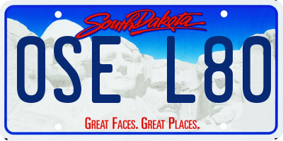 SD license plate 0SEL80