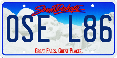 SD license plate 0SEL86