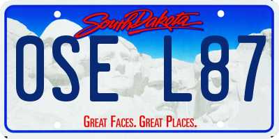 SD license plate 0SEL87