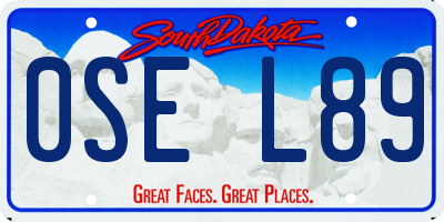 SD license plate 0SEL89