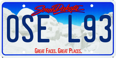 SD license plate 0SEL93