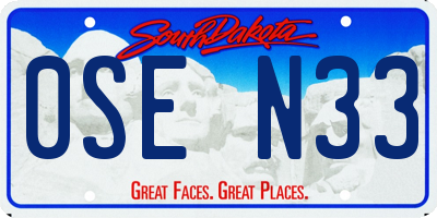 SD license plate 0SEN33