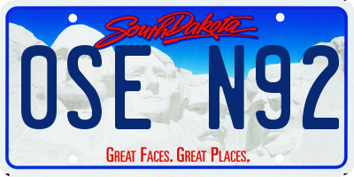 SD license plate 0SEN92