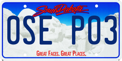 SD license plate 0SEP03