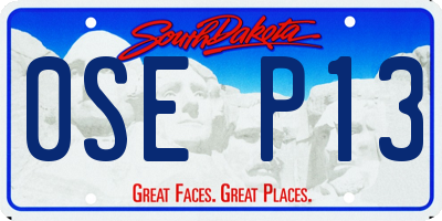 SD license plate 0SEP13